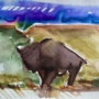 “hard rain bison” (<a href='/inquire.php?gallery=buffalo&file=28A7FEB6-DFF3-4665-8A9E-737C37EA810A_1_201_a.jpeg&caption=hard rain bison'>Inquire about this piece</a>)<br />info: 6x8"<br />price: $200